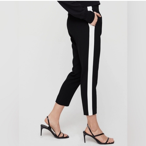 Aritzia Babaton Cohen black pant with white side stripes size 2​ - Picture 1 of 11